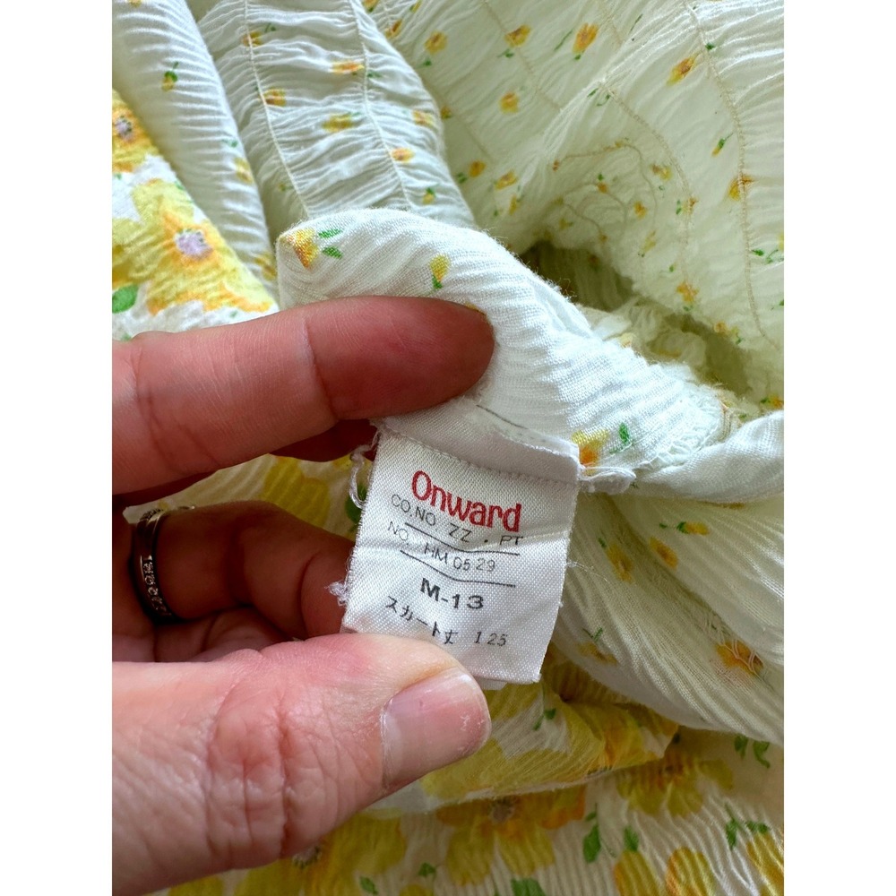 90s Vintage Onward Floral Kashiyama Seersucker Smocked Midi Dress Cottagecore M - Picture 5 of 8
